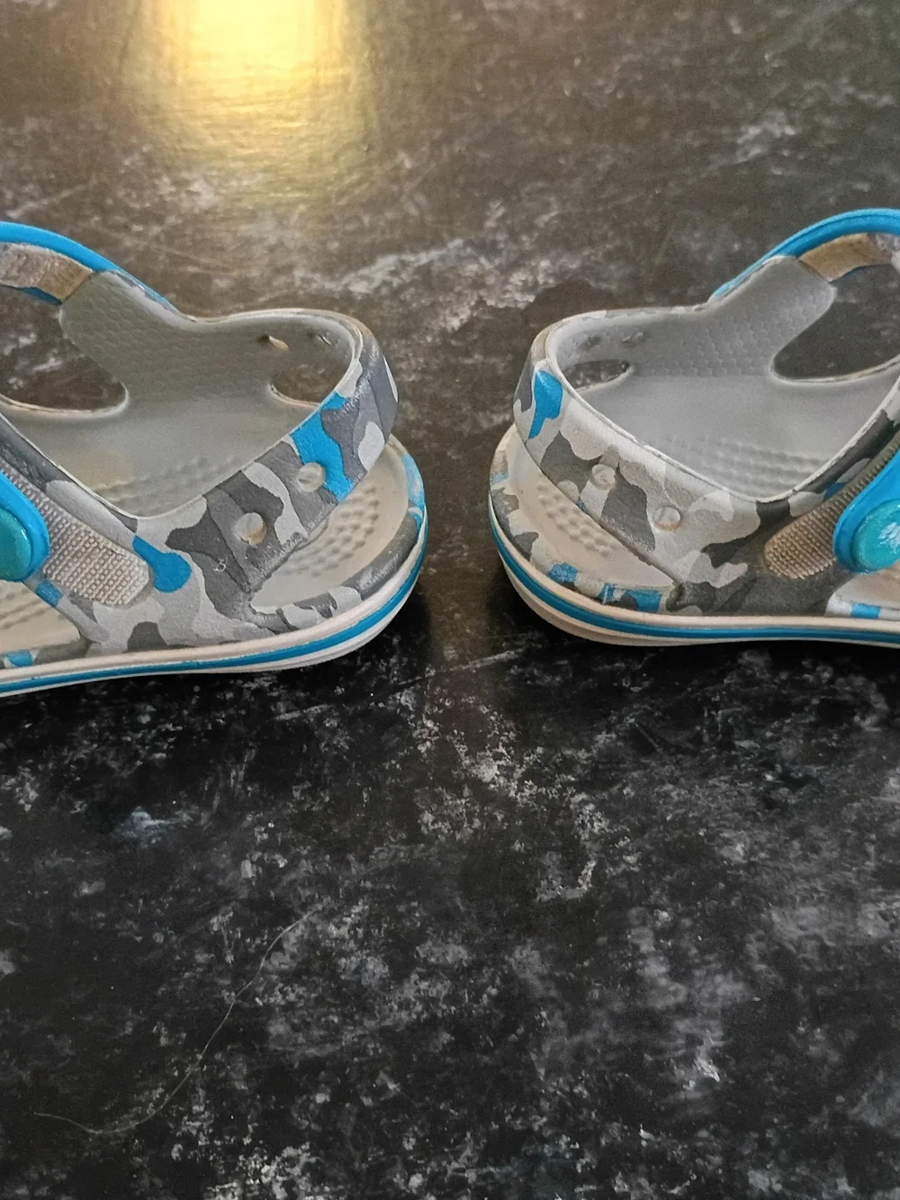 Kids Blue Camo Sandals with Adjustable Strap